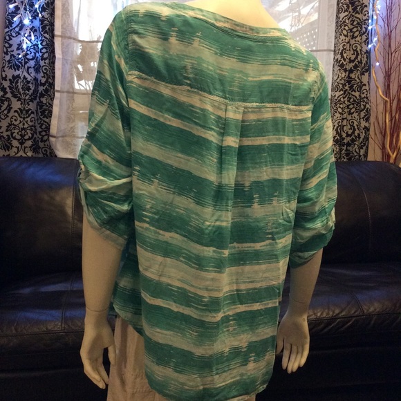 Torrid 3/4 sleeve long blouse turquoise/white - Picture 2 of 9
